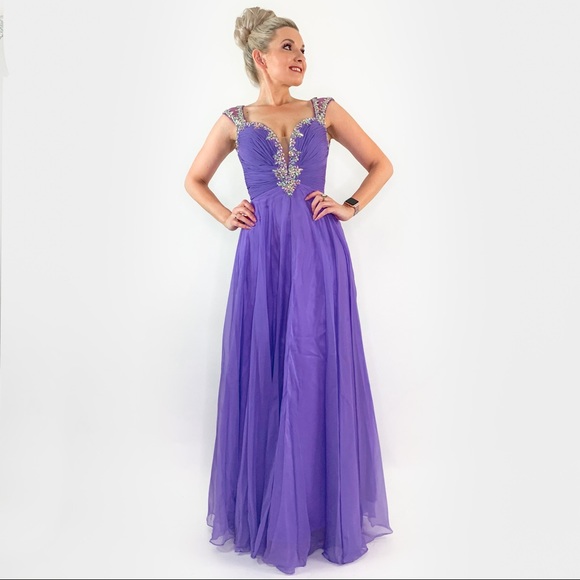 Purple Rhinestone Glam Pageant Prom Dress - Picture 7 of 8